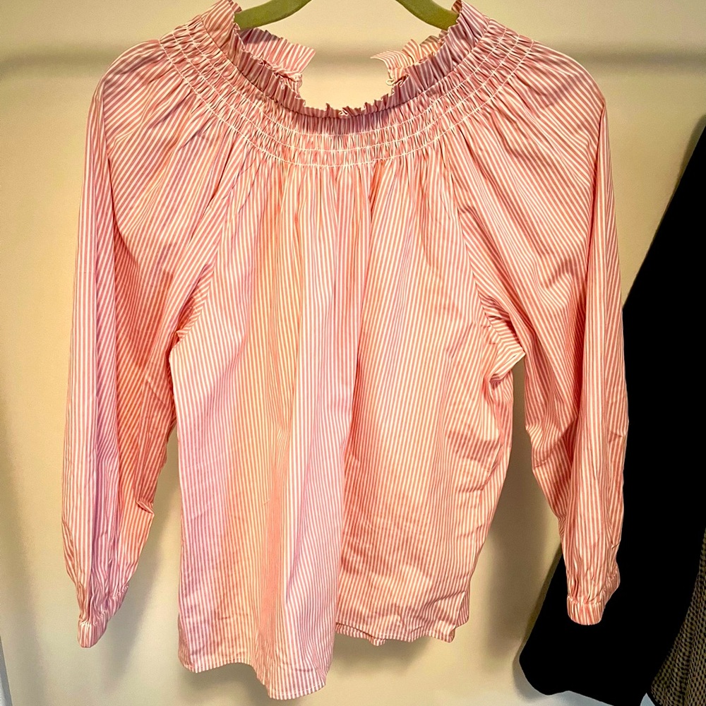 J. Crew Pink and White Stripe Shirt